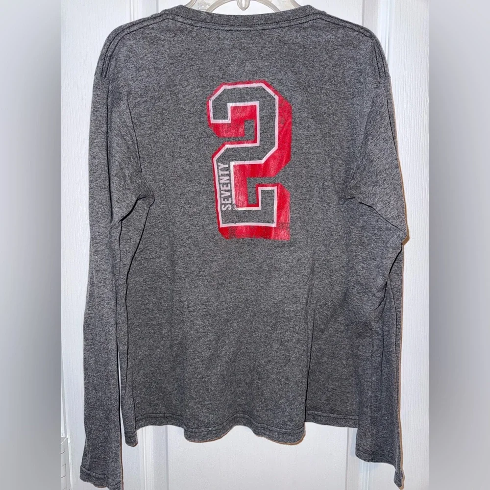 Nike Athletics Vintage Long Sleeve V-Neck Top Gray Red Size M